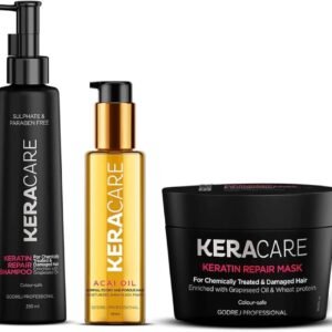 godrej professional keracare keratin repair shampoo 250ml & repair mask 200gm with acai oil 100ml (combo)